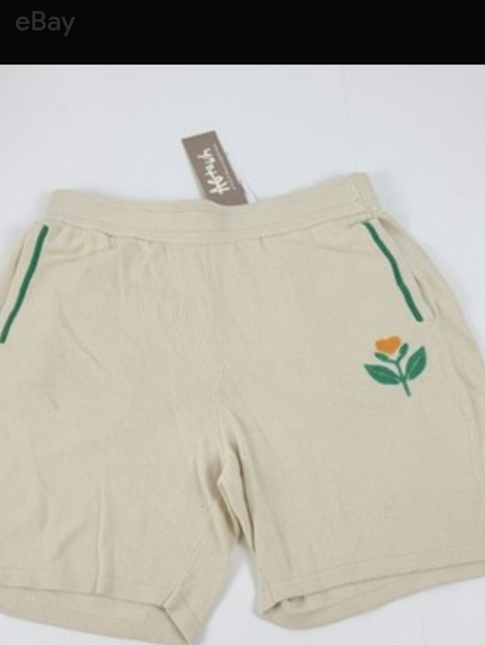 AGTAWH Men's Cream Flower Appliqué Casual Shorts. Gift. NWT.